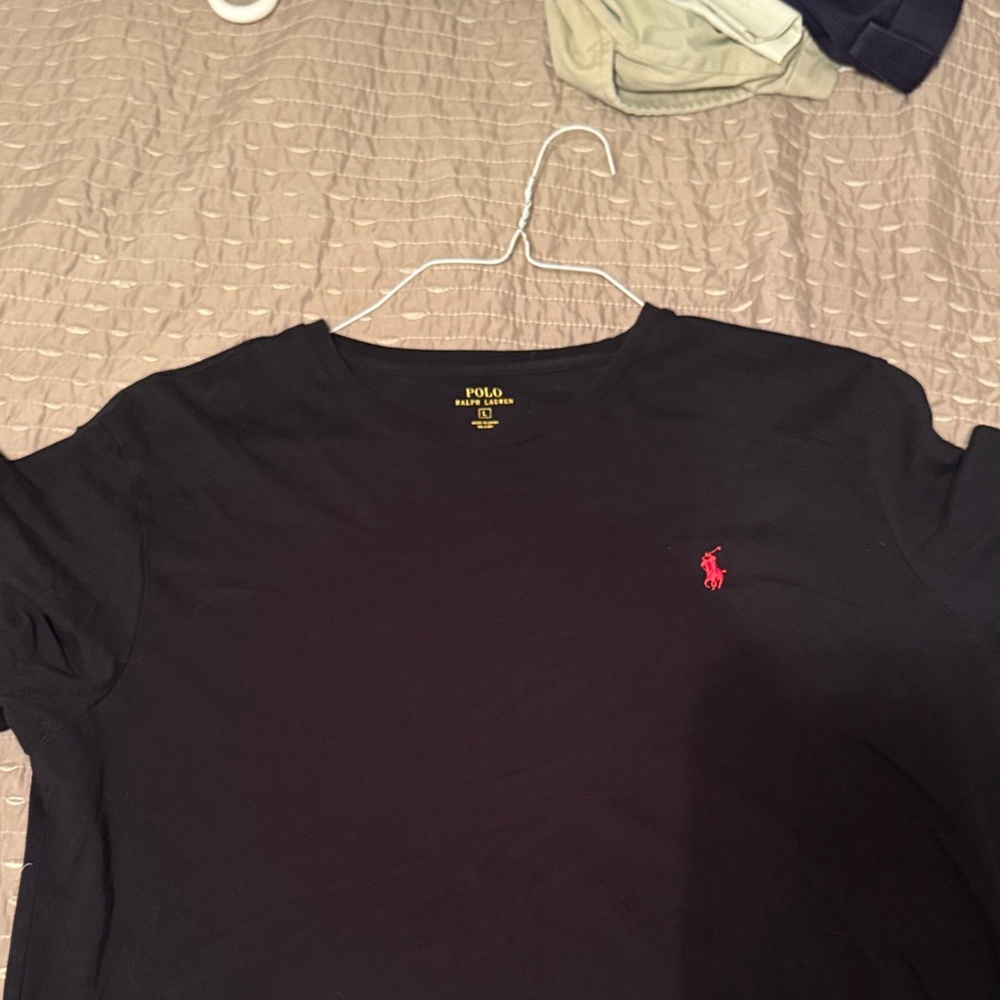 Polo by Ralph Lauren Men's Black Tee with Red Logo